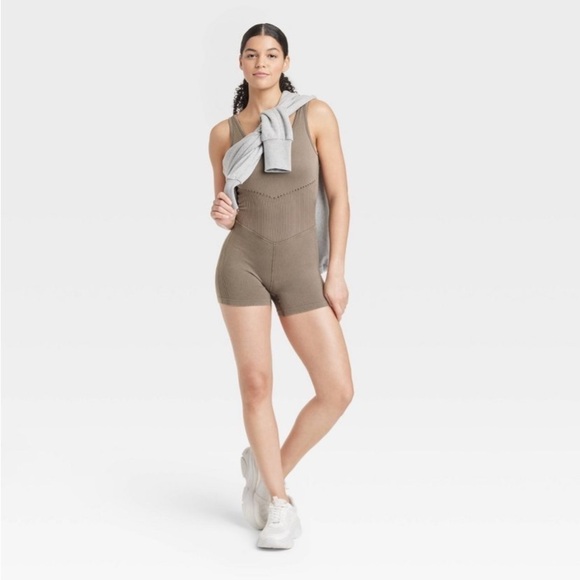 JoyLab Tops - Women's Seamless Short Active Bodysuit - JoyLab™ Taupe new